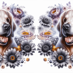 Golden Retriever in Flowers 15oz Mug - Render