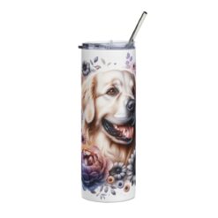 Golden Retriever in Flowers 20oz Tumbler - Front