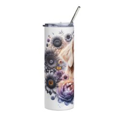 Golden Retriever in Flowers 20oz Tumbler - Left