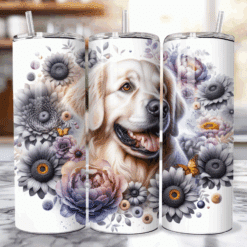 Golden Retriever in Flowers 20oz Tumbler - Lifestyle