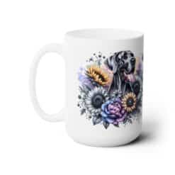 Great Dane in Flowers 15oz Mug - Left