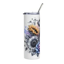 Great Dane in Flowers 20oz Tumbler - Left