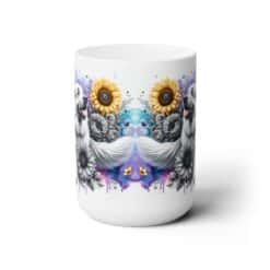Great Pyrenees in Flowers 15oz Mug - Front