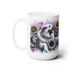 Great Pyrenees in Flowers 15oz Mug - Left