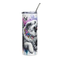 Great Pyrenees in Flowers 20oz Tumbler - Front