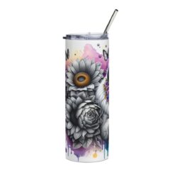 Great Pyrenees in Flowers 20oz Tumbler - Left
