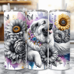 Great Pyrenees in Flowers 20oz Tumbler - Lifestyle