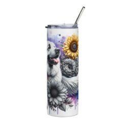 Great Pyrenees in Flowers 20oz Tumbler - Right