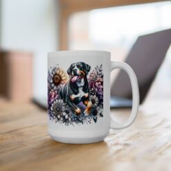 Greater Swiss Mountain Dog in Flowers 15oz Mug - Lifestyle