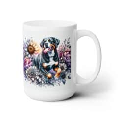Greater Swiss Mountain Dog in Flowers 15oz Mug - Right
