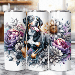 Greater Swiss Mountain Dog in Flowers 20oz Tumbler - Lifestyle