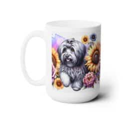 Havanese in Flowers 15oz Mug - Left