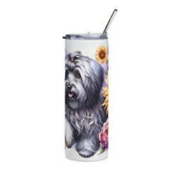 Havanese in Flowers 20oz Tumbler - Front