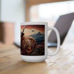 Highland Cow Laying Down 15oz Mug - Lifestyle