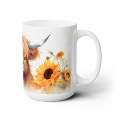Highland Cow with Sunflowers 15oz Mug - Right