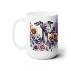 Italian Greyhound in Flowers 15oz Mug - Left