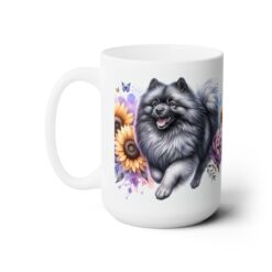 Keeshond in Flowers 15oz Mug - Left