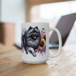 Keeshond in Flowers 15oz Mug - Lifestyle