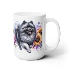 Keeshond in Flowers 15oz Mug - Right