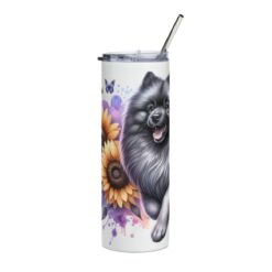 Keeshond in Flowers 20oz Tumbler - Left