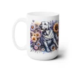 Labrador Retriever in Flowers 15oz Mug - Left