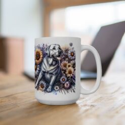 Labrador Retriever in Flowers 15oz Mug - Lifestyle