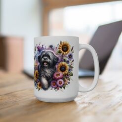 Lhasa Apso in Flowers 15oz Mug - Lifestyle