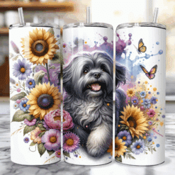 Lhasa Apso in Flowers 20oz Tumbler - Lifestyle