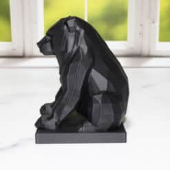 Low Poly Sitting Bear Sculpture - Left
