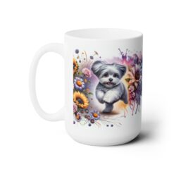 Maltese in Flowers 15oz Mug - Left