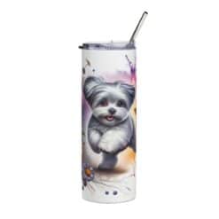 Maltese in Flowers 20oz Tumbler - Front