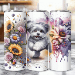 Maltese in Flowers 20oz Tumbler - Lifestyle