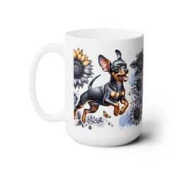 Miniature Pinscher in Flowers 15oz Mug - Left