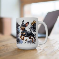 Miniature Pinscher in Flowers 15oz Mug - Lifestyle