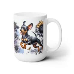 Miniature Pinscher in Flowers 15oz Mug - Right