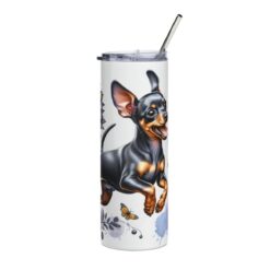 Miniature Pinscher in Flowers 20oz Tumbler - Front