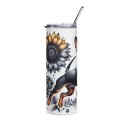 Miniature Pinscher in Flowers 20oz Tumbler - Left
