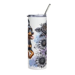 Miniature Pinscher in Flowers 20oz Tumbler - Right