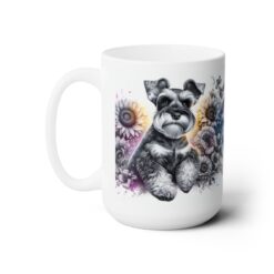 Miniature Schnauzer in Flowers 15oz Mug - Left