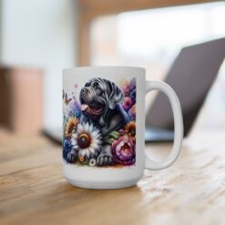 Neapolitan Mastiff in Flowers 15oz Mug - Lifestyle