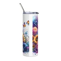 Neapolitan Mastiff in Flowers 20oz Tumbler - Back