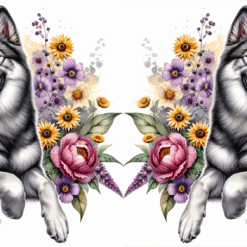 Norwegian Elkhound in Flowers 15oz Mug - Render