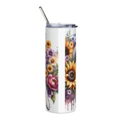 Norwegian Elkhound in Flowers 20oz Tumbler - Back