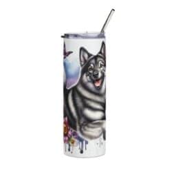Norwegian Elkhound in Flowers 20oz Tumbler - Front