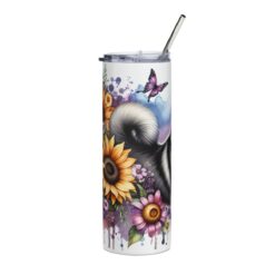 Norwegian Elkhound in Flowers 20oz Tumbler - Left