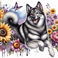 Norwegian Elkhound in Flowers 20oz Tumbler - Render