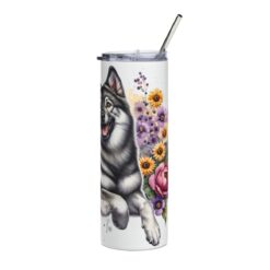Norwegian Elkhound in Flowers 20oz Tumbler - Right