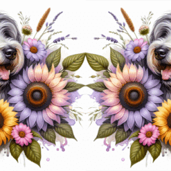 Old English Sheepdog in Flowers 15oz Mug - Render