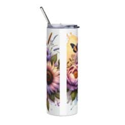 Old English Sheepdog in Flowers 20oz Tumbler - Back