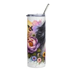 Old English Sheepdog in Flowers 20oz Tumbler - Left